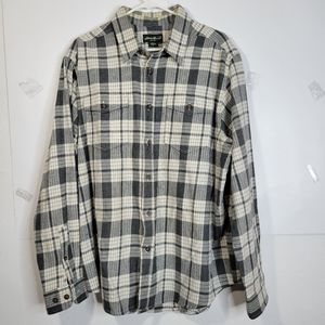 Eddie Bauer Mens Flannel Long Sleeve Black/white plaid Size XL